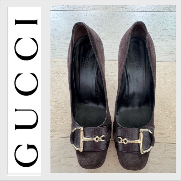 Gucci Suede Mid-Heel Pump with Horsebit 7.5 - Picture 1 of 9